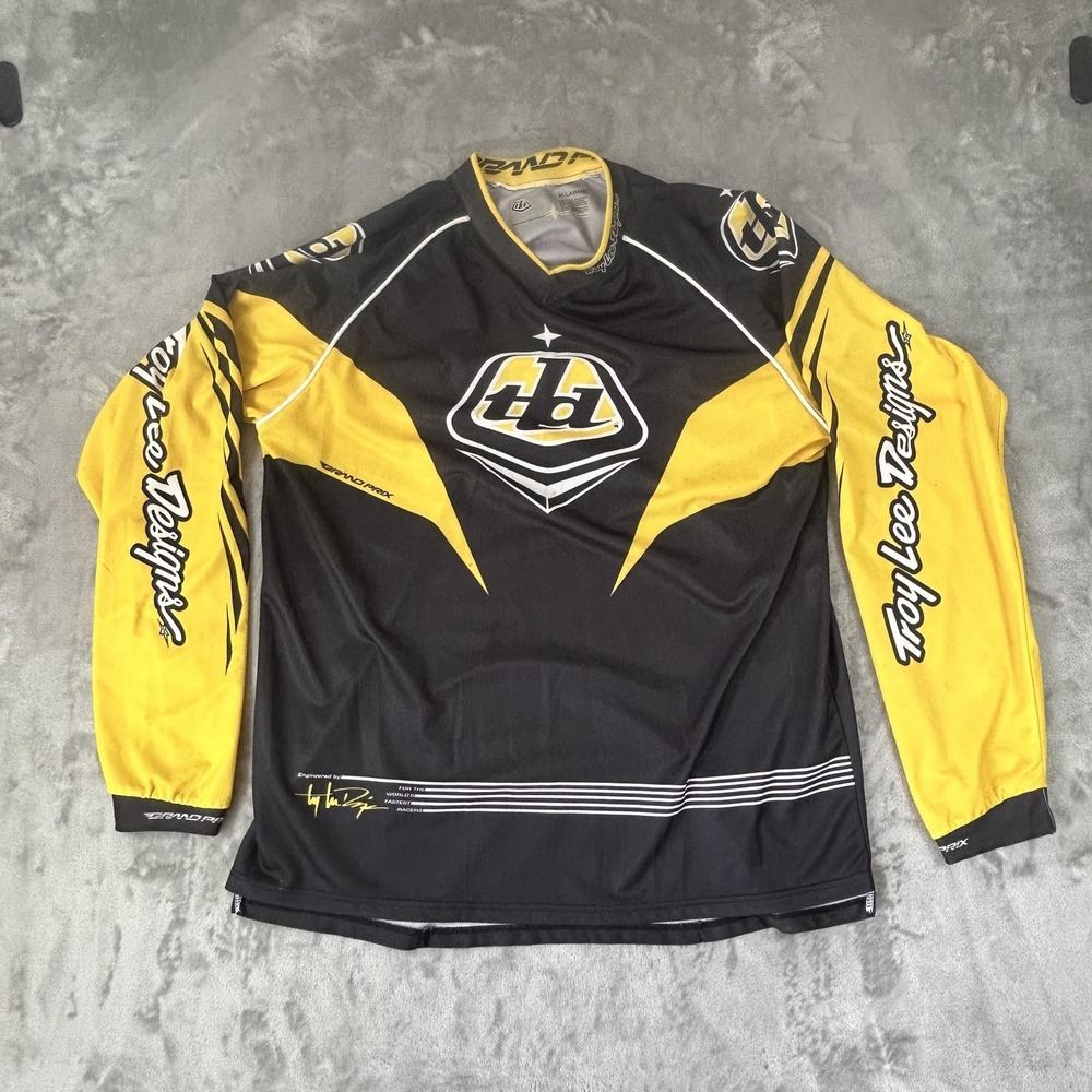 Troy Lee Designs Shirt Mens XL Black Yellow Grand Prix Long Sleeve MX Jersey